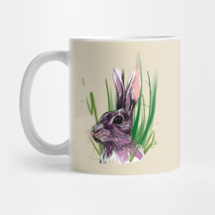 Rabbit in tall grass - animal portrait artwork Mug